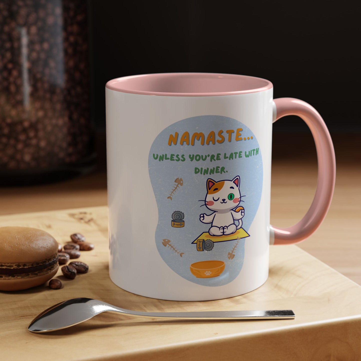 Namaste Cat Accent Coffee Mug | Cute Cat Mug, Coffee Cup Gift, Yoga Lover's Mug, Cat Lover Gift, Stylish Drinkware