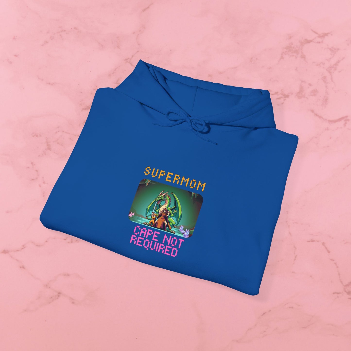 Supermom Hoodie – "Cape Not Required" Retro Neon Mom Hoodie
