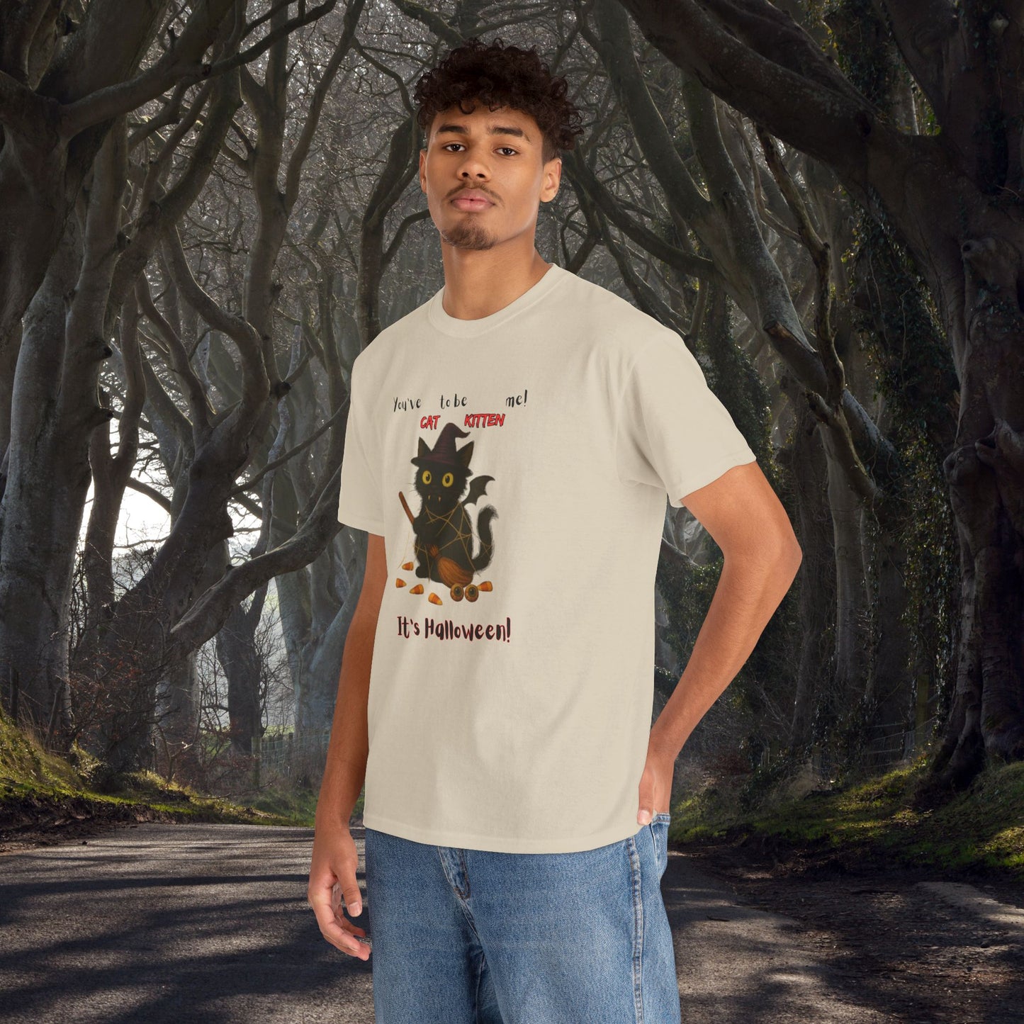 You've Cat to be Kitten me! Halloween Cat T-Shirt, Cozy Graphic Tee, Unisex Cotton Tee, Spooky Season Apparel, Gift for Cat Lovers, Halloween Costume Top