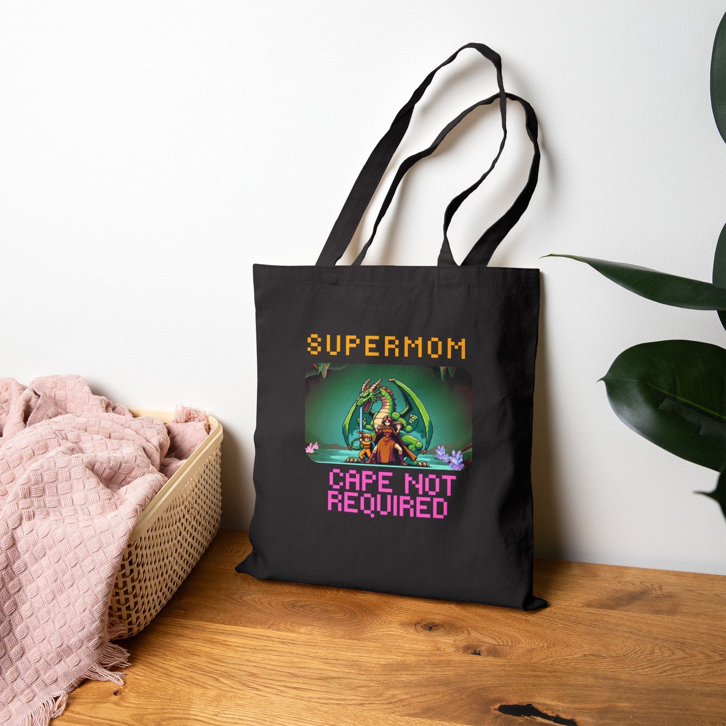 Dungeon Crawling Tote Bag — "Supermom: Cape Not Required" Canvas Market Tote