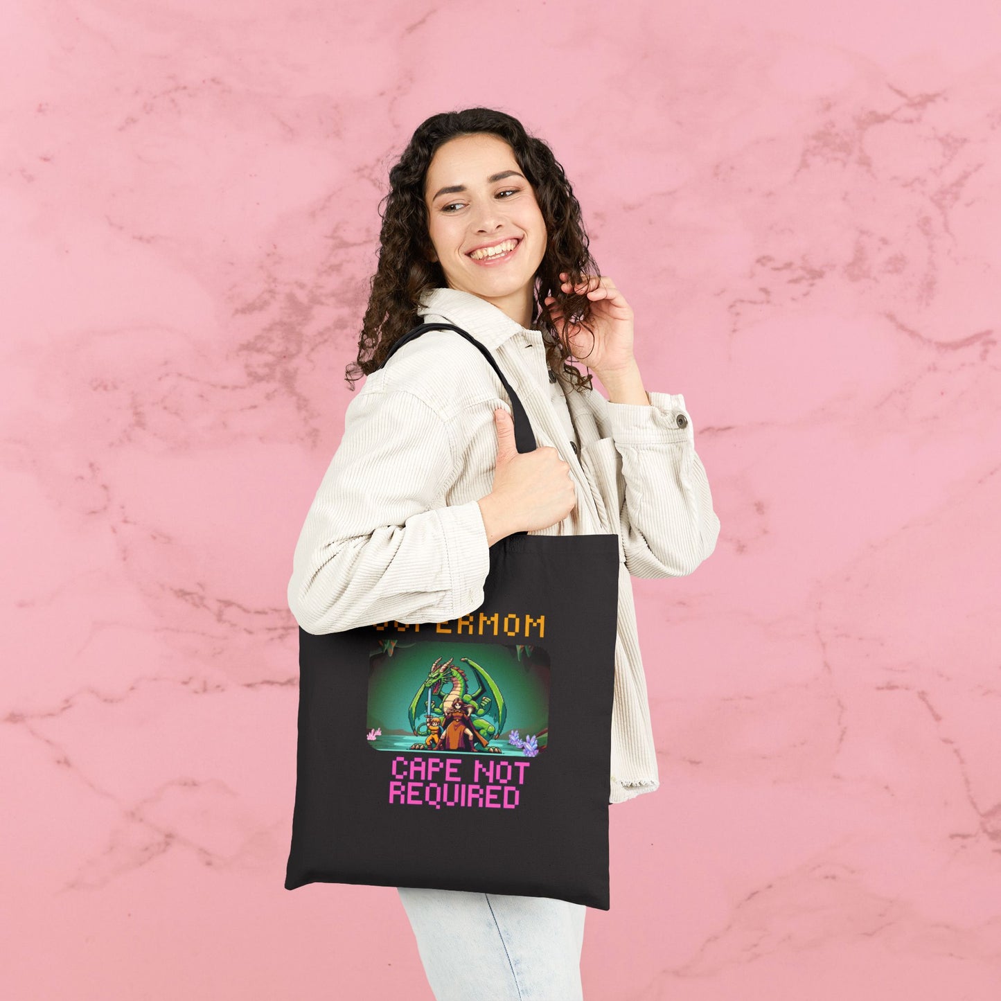 Dungeon Crawling Tote Bag — "Supermom: Cape Not Required" Canvas Market Tote