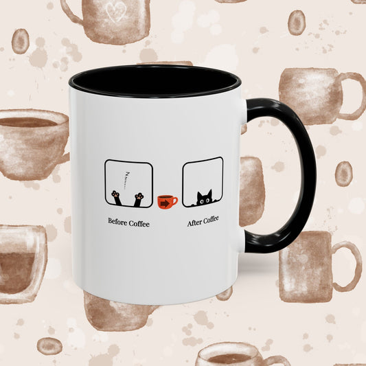 Coffee Mug — "Before Coffee / After Coffee" Cat Accent Mug (11/15oz)