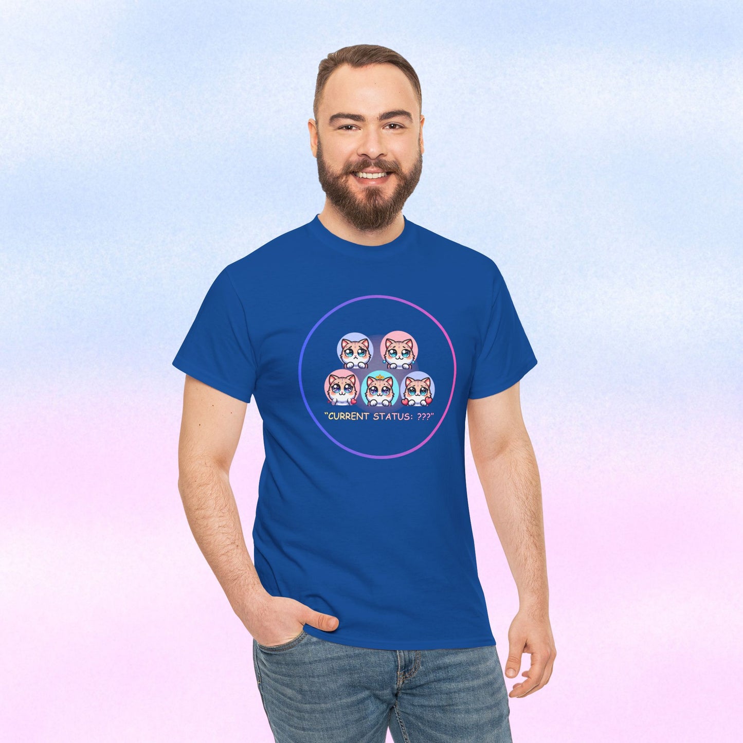 Cat Mood Tee — "Current Status: ???" Cute Kawaii Cat Faces T-Shirt