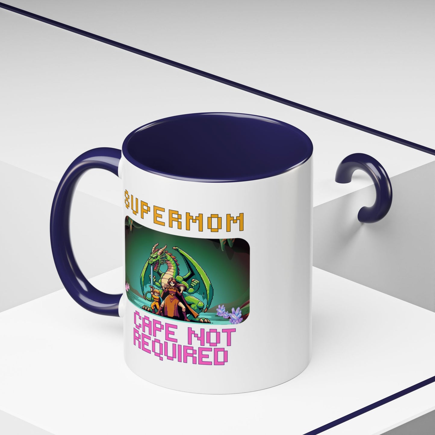 Dungeon Crawling Coffee Mug — "Supermom: Cape Not Required" Accent Mug (11/15oz)