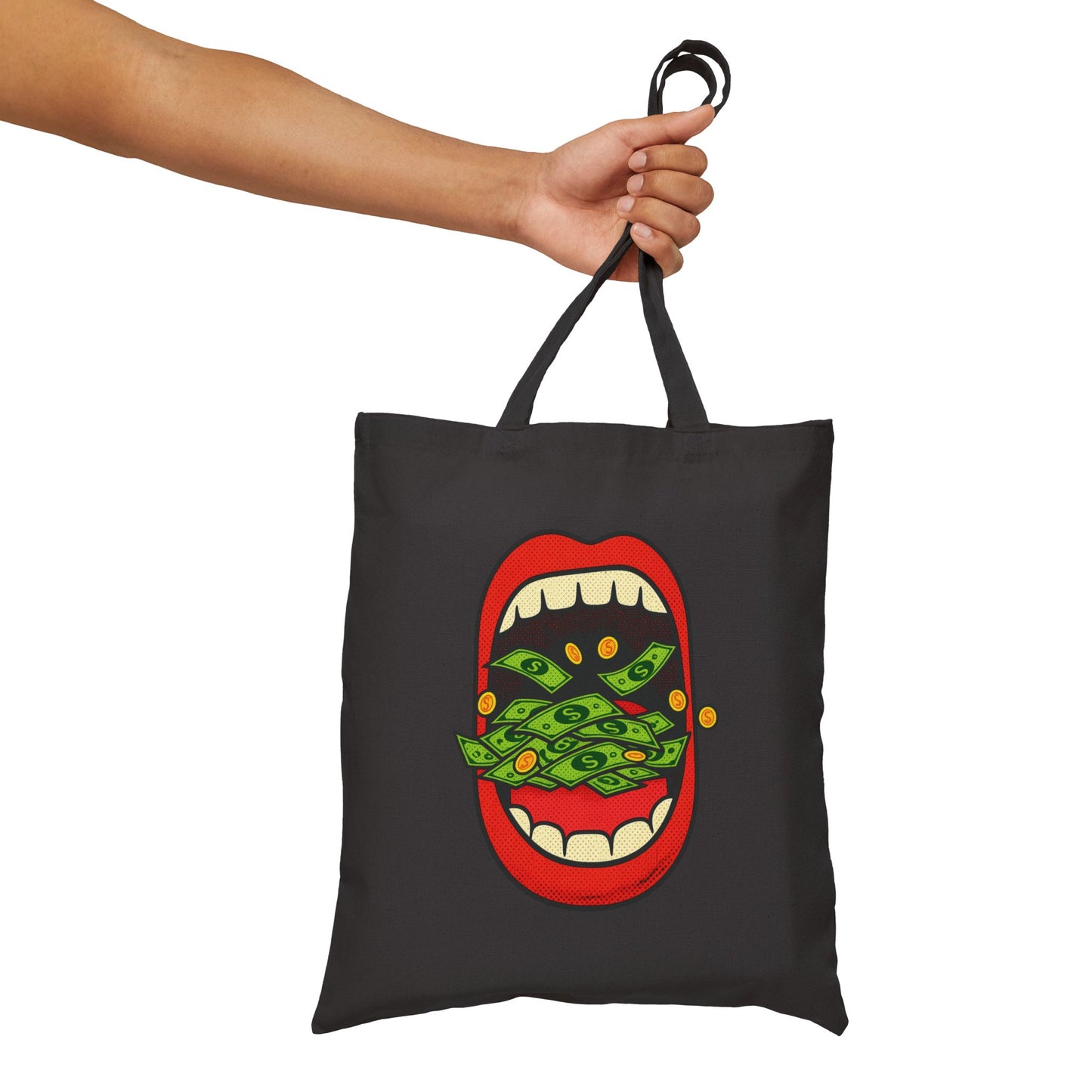 Eating Prosperity - Pop Art Money Mouth Graphic - Canvas Tote