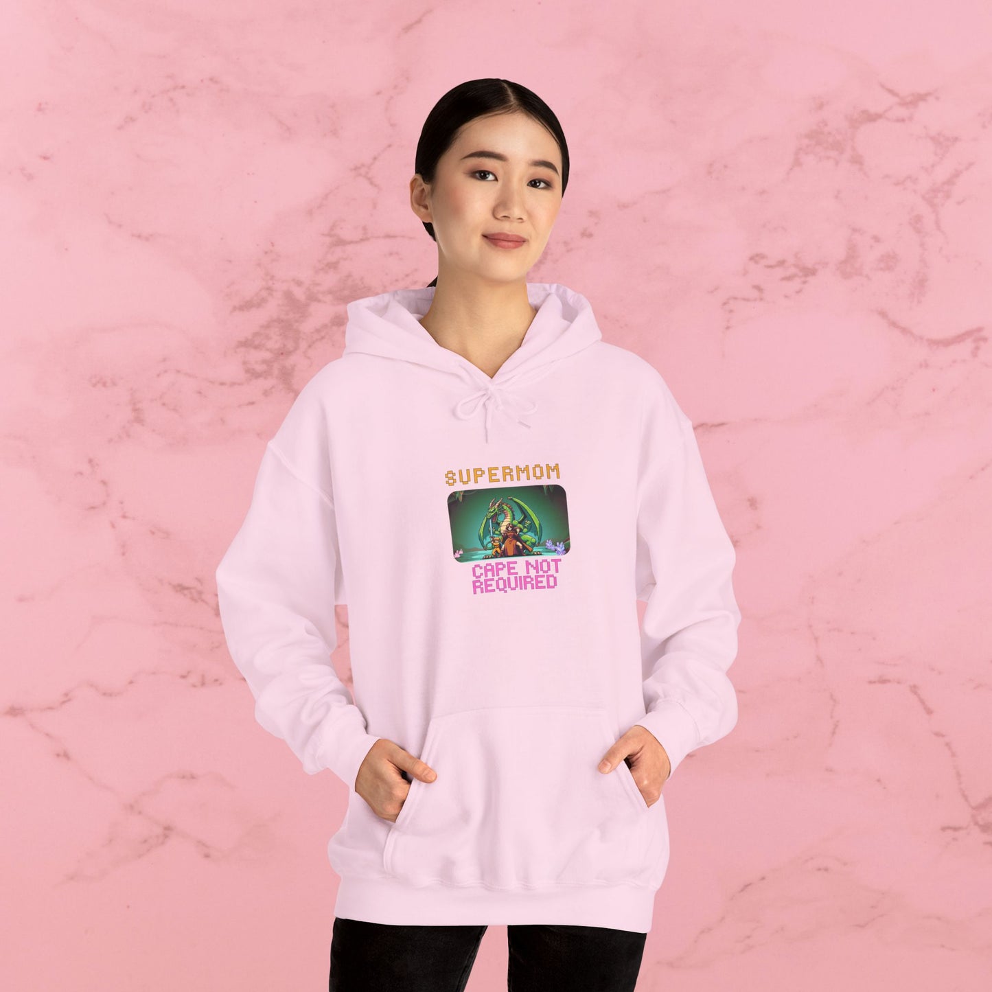 Supermom Hoodie – "Cape Not Required" Retro Neon Mom Hoodie