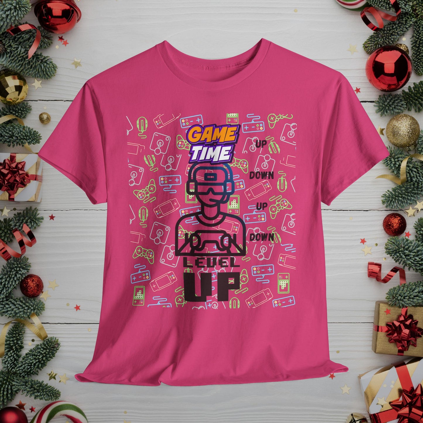 Level Up Gamer T-Shirt — "Game Time" Retro Pixel Video Game Tee