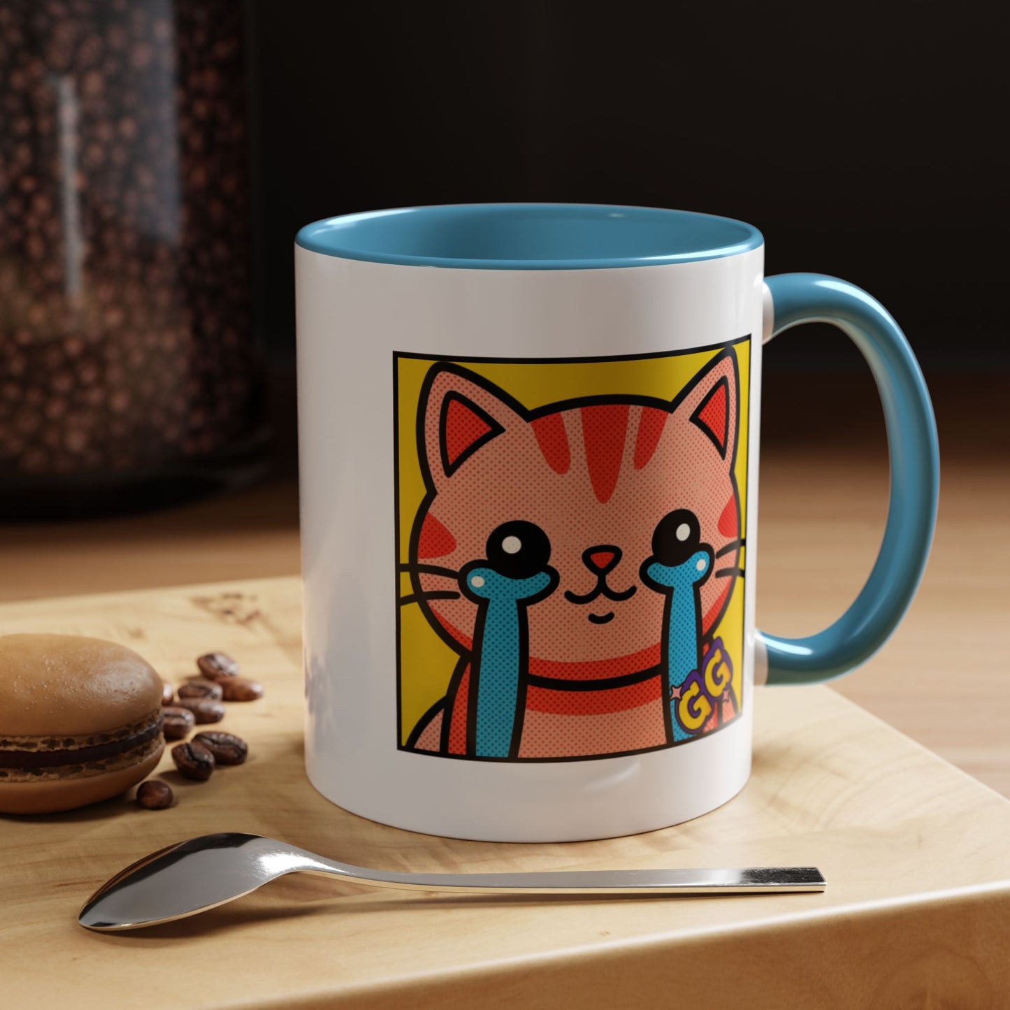 Good Game Tears of Joy - Cute Crying Cat Accent Coffee Mug (11/15oz) – Kawaii Pop Art Cat Emote GG
