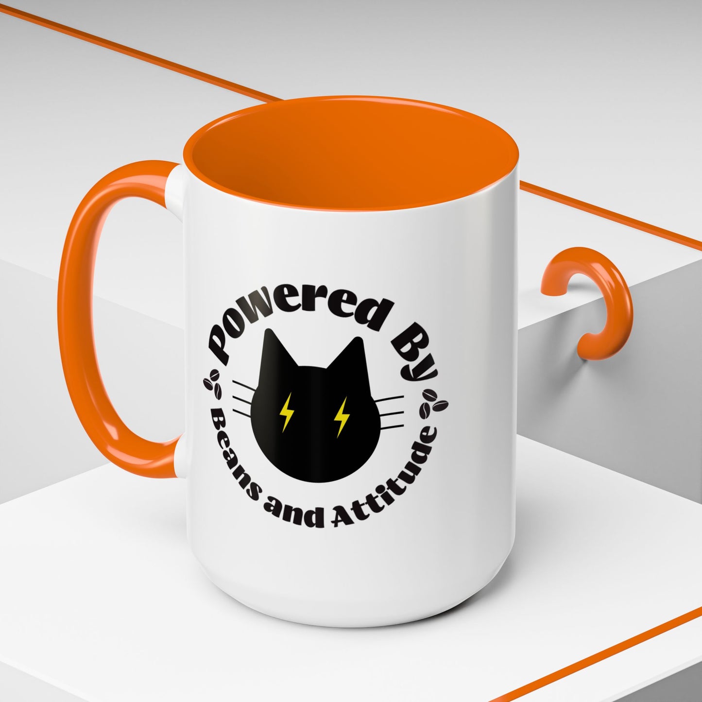 Powered By Beans and Attitude Coffee Mug | Accent Mug 11oz 15oz