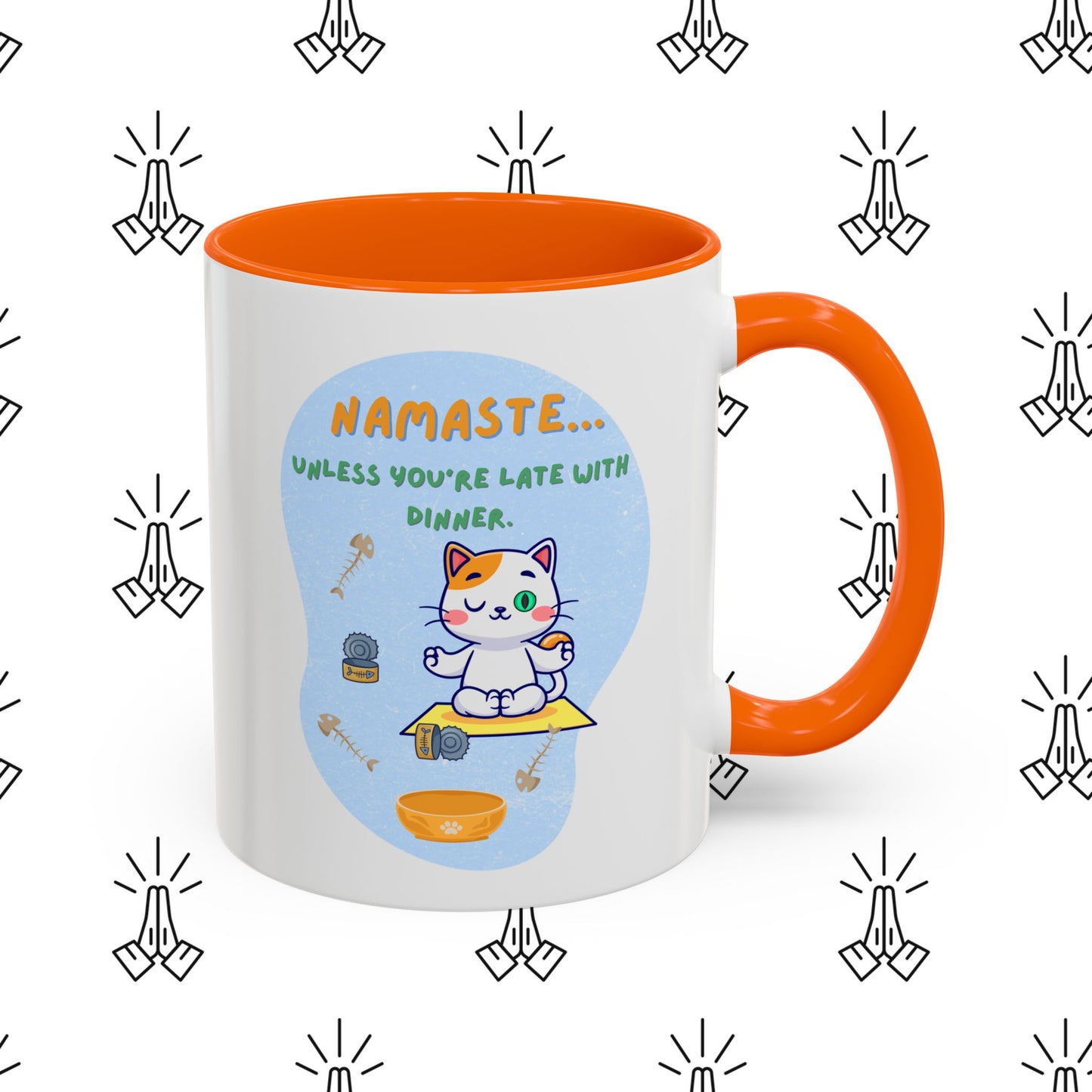 Namaste Cat Accent Coffee Mug | Cute Cat Mug, Coffee Cup Gift, Yoga Lover's Mug, Cat Lover Gift, Stylish Drinkware