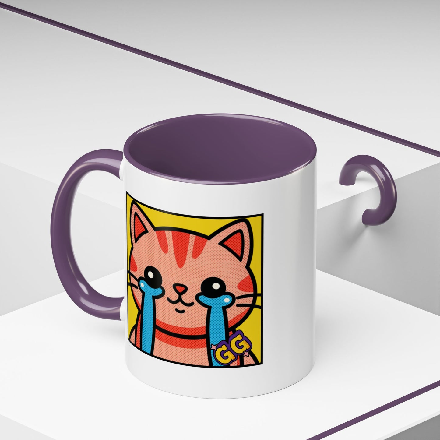 Good Game Tears of Joy - Cute Crying Cat Accent Coffee Mug (11/15oz) – Kawaii Pop Art Cat Emote GG