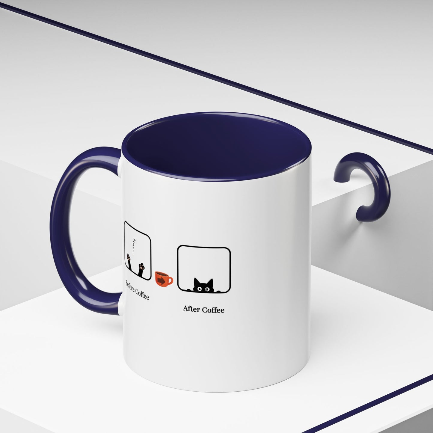 Coffee Mug — "Before Coffee / After Coffee" Cat Accent Mug (11/15oz)
