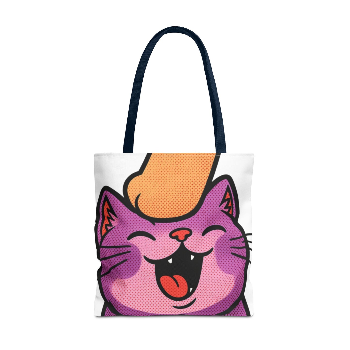 Happy Purple Cat Tote Bag — Cute Kawaii Cat Face AOP Tote