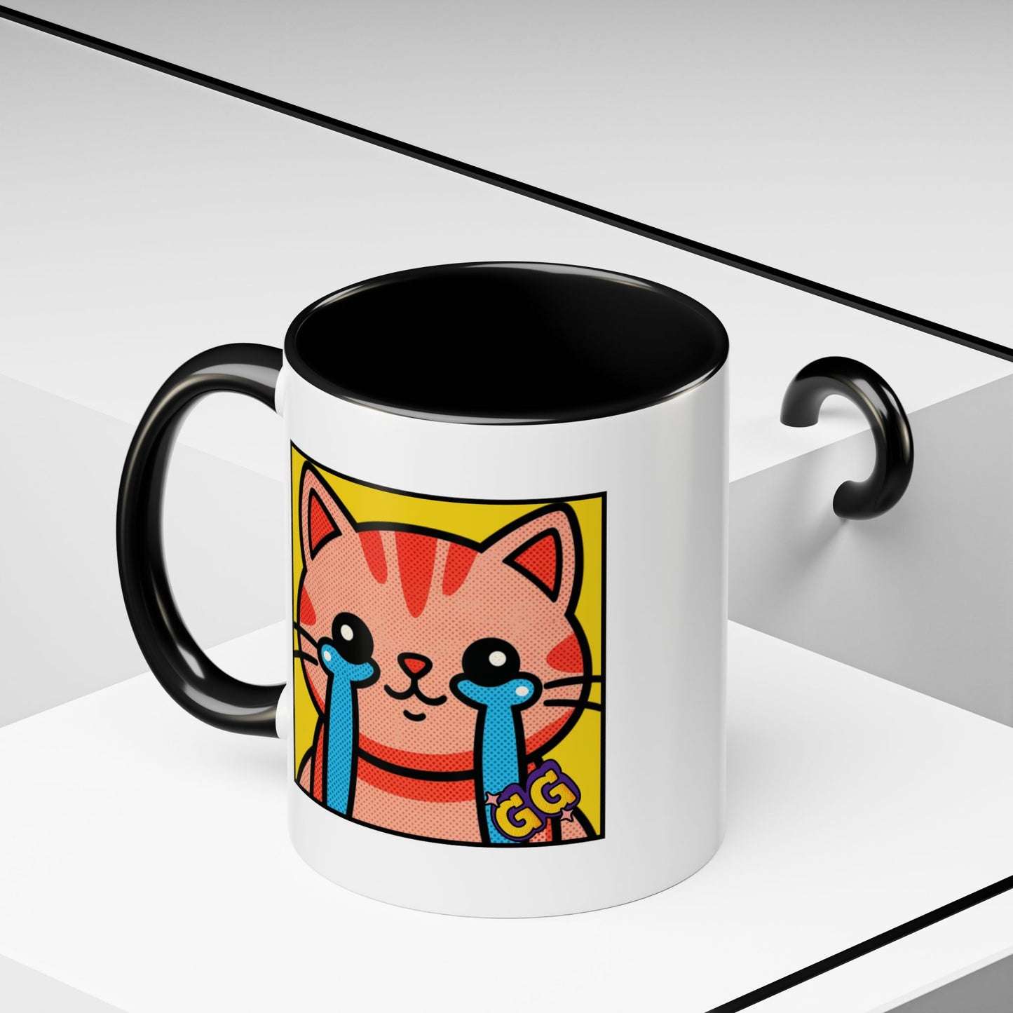 Good Game Tears of Joy - Cute Crying Cat Accent Coffee Mug (11/15oz) – Kawaii Pop Art Cat Emote GG