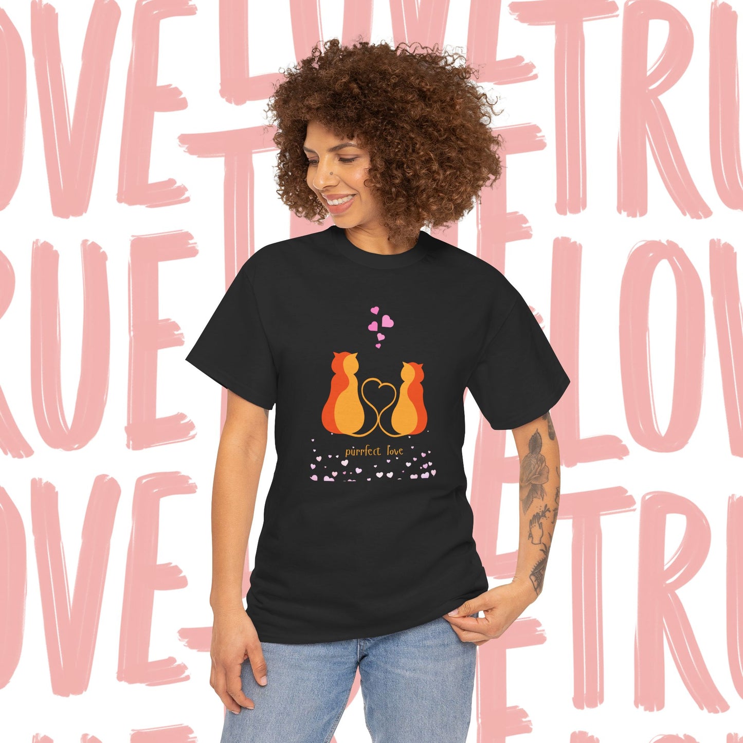 Cat Love T‑Shirt — 'Perfect Love' Romantic Cat Couple Graphic Tee