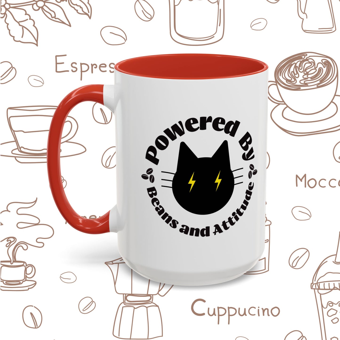 Powered By Beans and Attitude Coffee Mug | Accent Mug 11oz 15oz