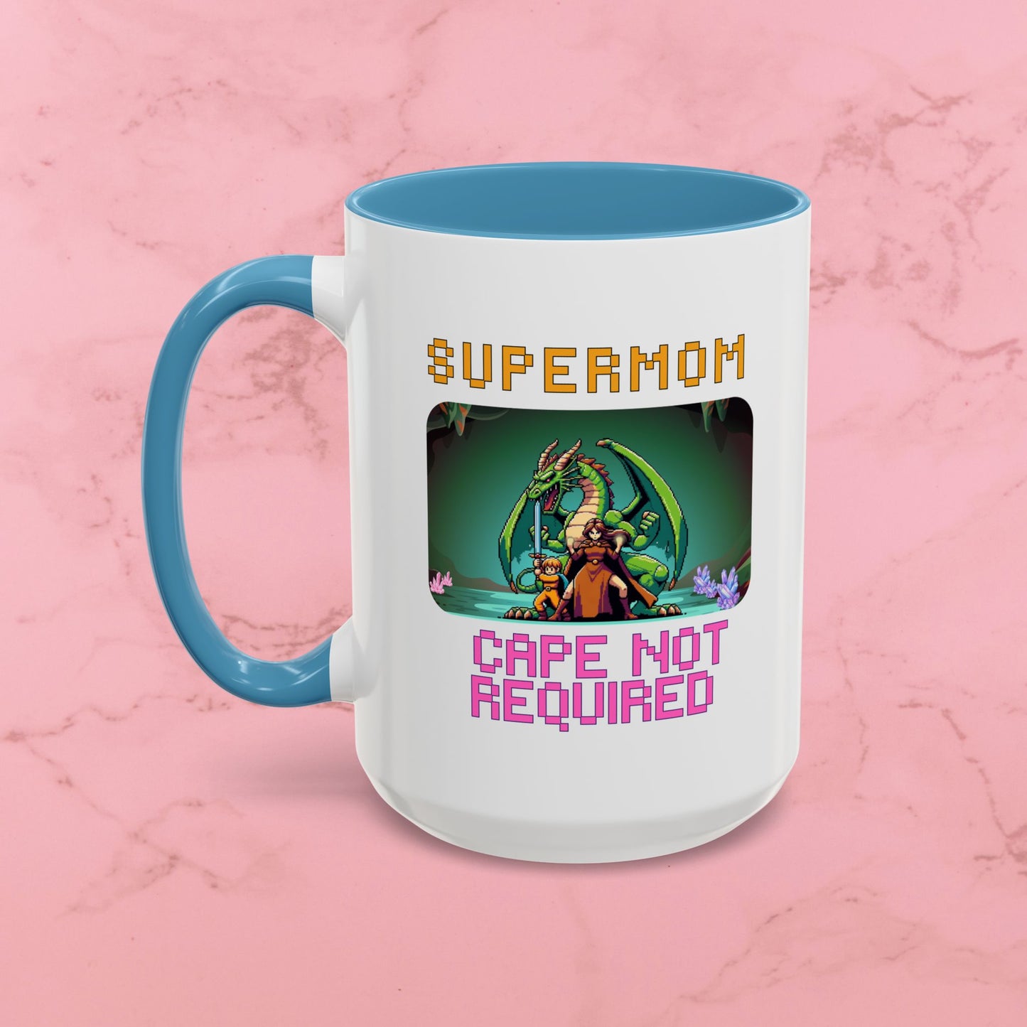Dungeon Crawling Coffee Mug — "Supermom: Cape Not Required" Accent Mug (11/15oz)