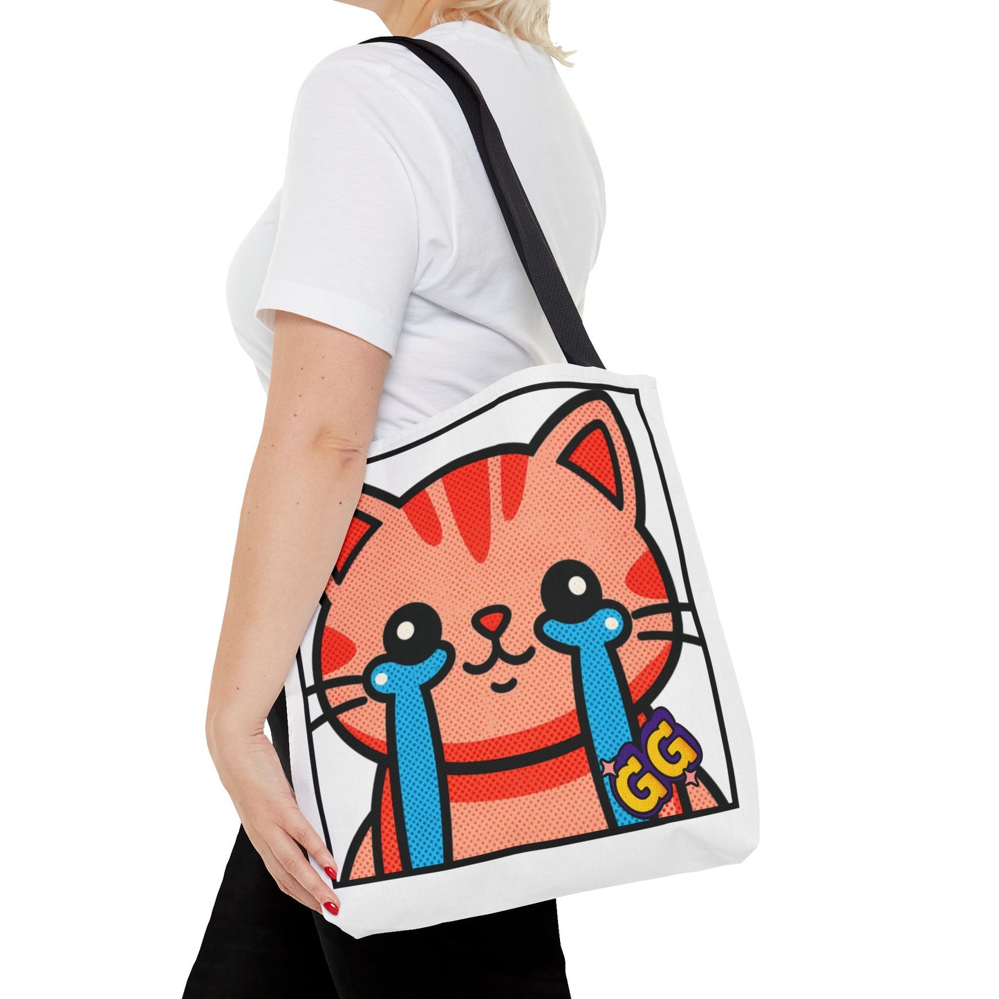 Good Game Tears of Joy - Cute Crying Cat Tote Bag – Kawaii Pop Art Cat Emote GG