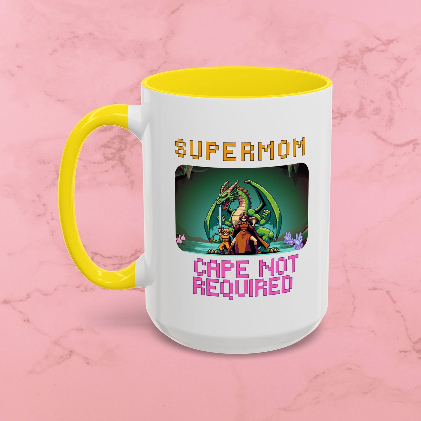 Dungeon Crawling Coffee Mug — "Supermom: Cape Not Required" Accent Mug (11/15oz)
