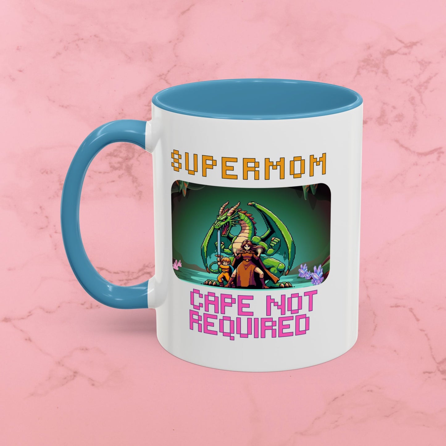 Dungeon Crawling Coffee Mug — "Supermom: Cape Not Required" Accent Mug (11/15oz)