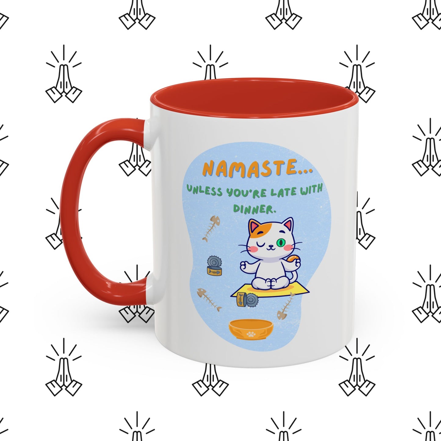 Namaste Cat Accent Coffee Mug | Cute Cat Mug, Coffee Cup Gift, Yoga Lover's Mug, Cat Lover Gift, Stylish Drinkware