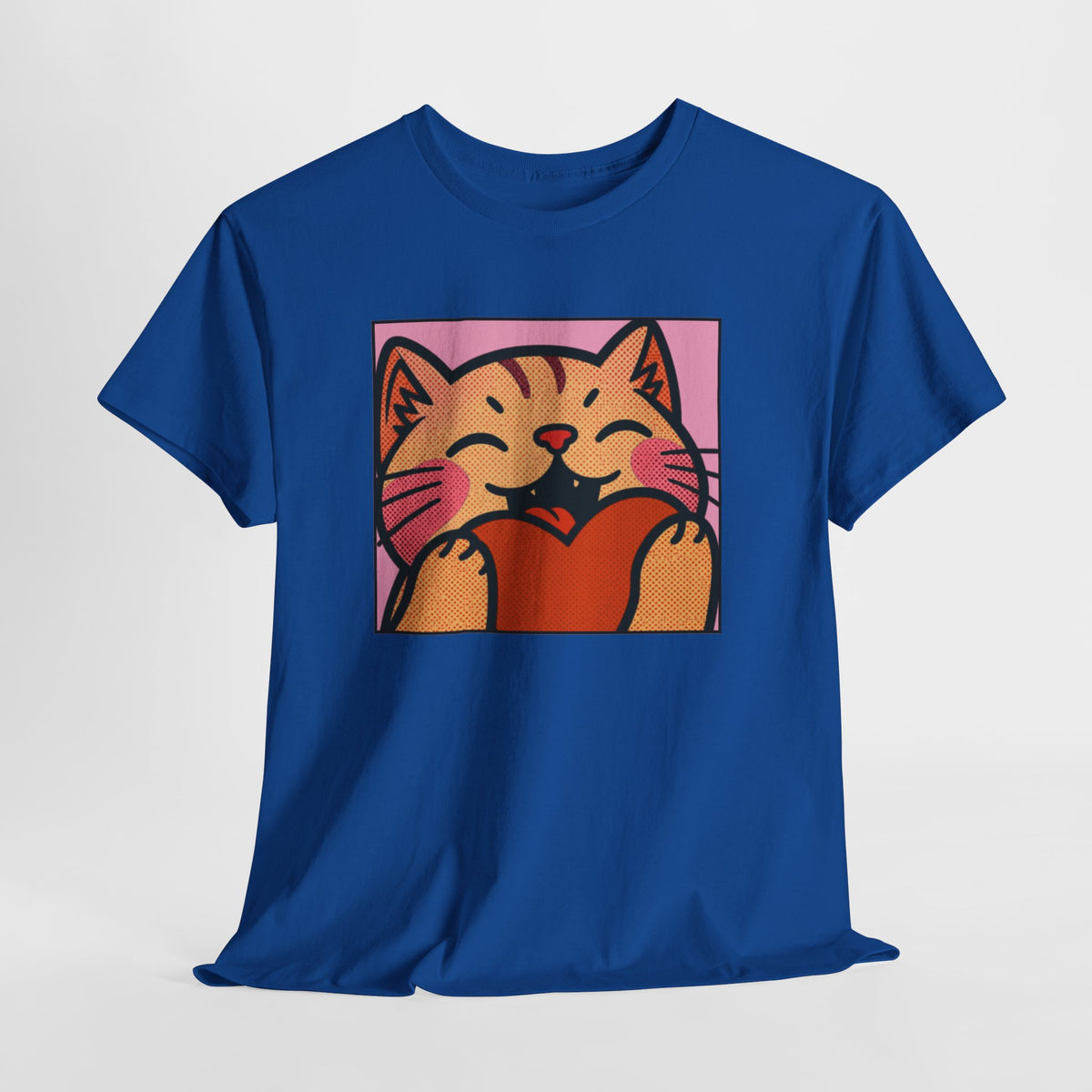 Cute Cat Holding Heart T‑Shirt — Cute Kitty Love Graphic Tee