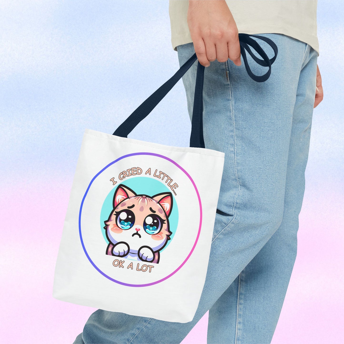 I Cried a Little.... Ok a lot - Tote Bag | Cute Kawaii Cat Illustration