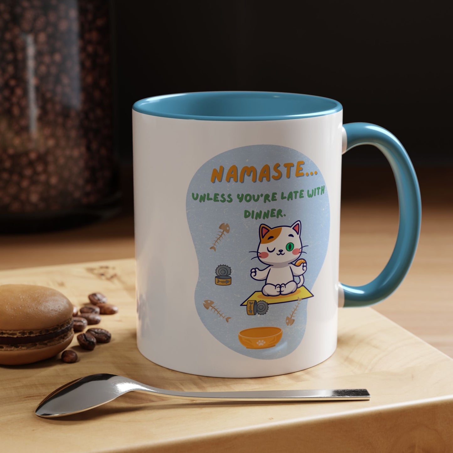 Namaste Cat Accent Coffee Mug | Cute Cat Mug, Coffee Cup Gift, Yoga Lover's Mug, Cat Lover Gift, Stylish Drinkware