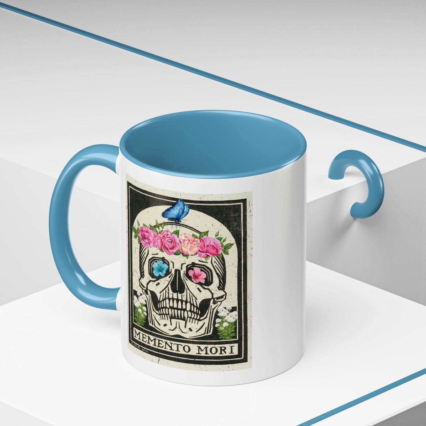 Memento Mori Coffee Mug, Floral Skull Mug, Gothic Gift, Day of the Dead Decor, Vintage Style Drinkware, Unique Kitchenware