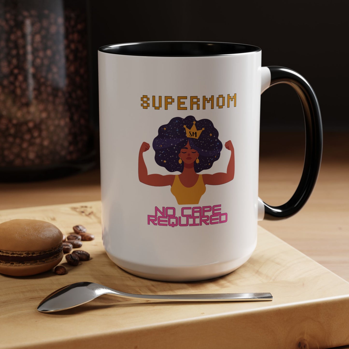 Accent Coffee Mug — "Supermom: No Cape Required" Empowerment Coffee Mug