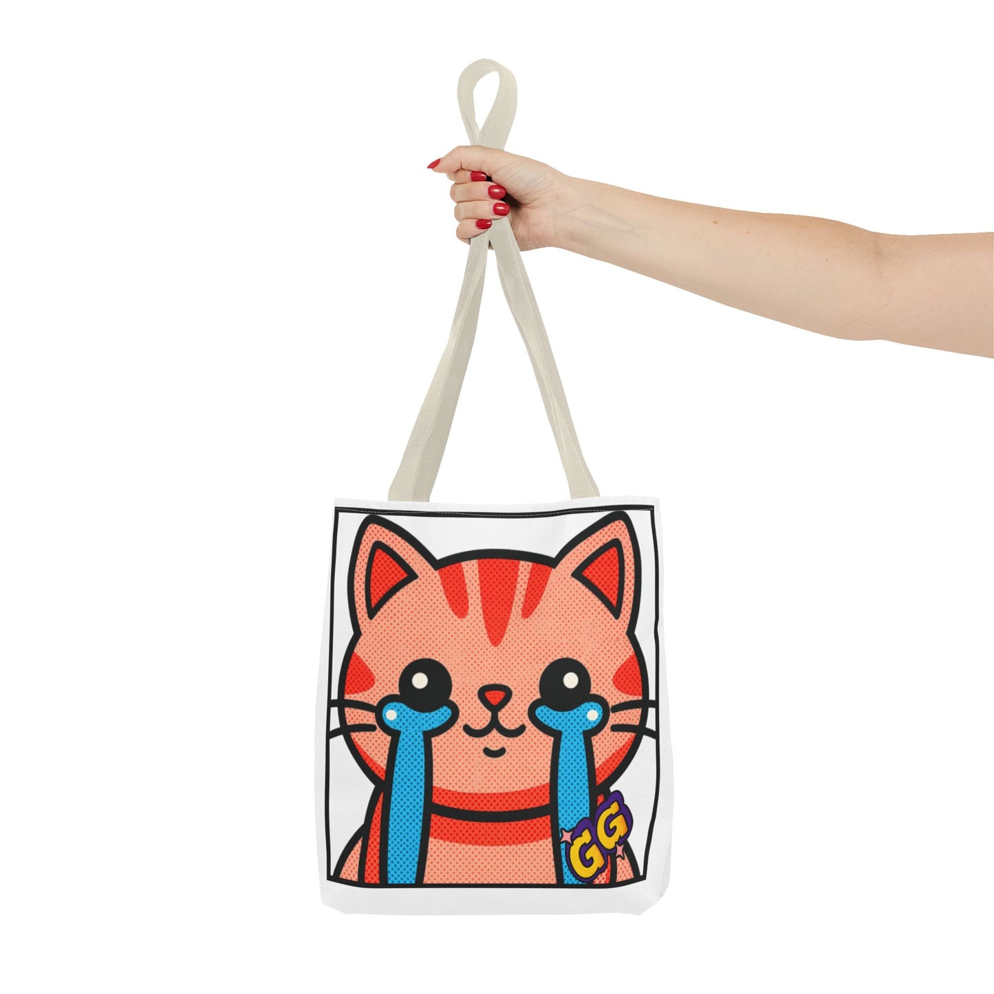 Good Game Tears of Joy - Cute Crying Cat Tote Bag – Kawaii Pop Art Cat Emote GG