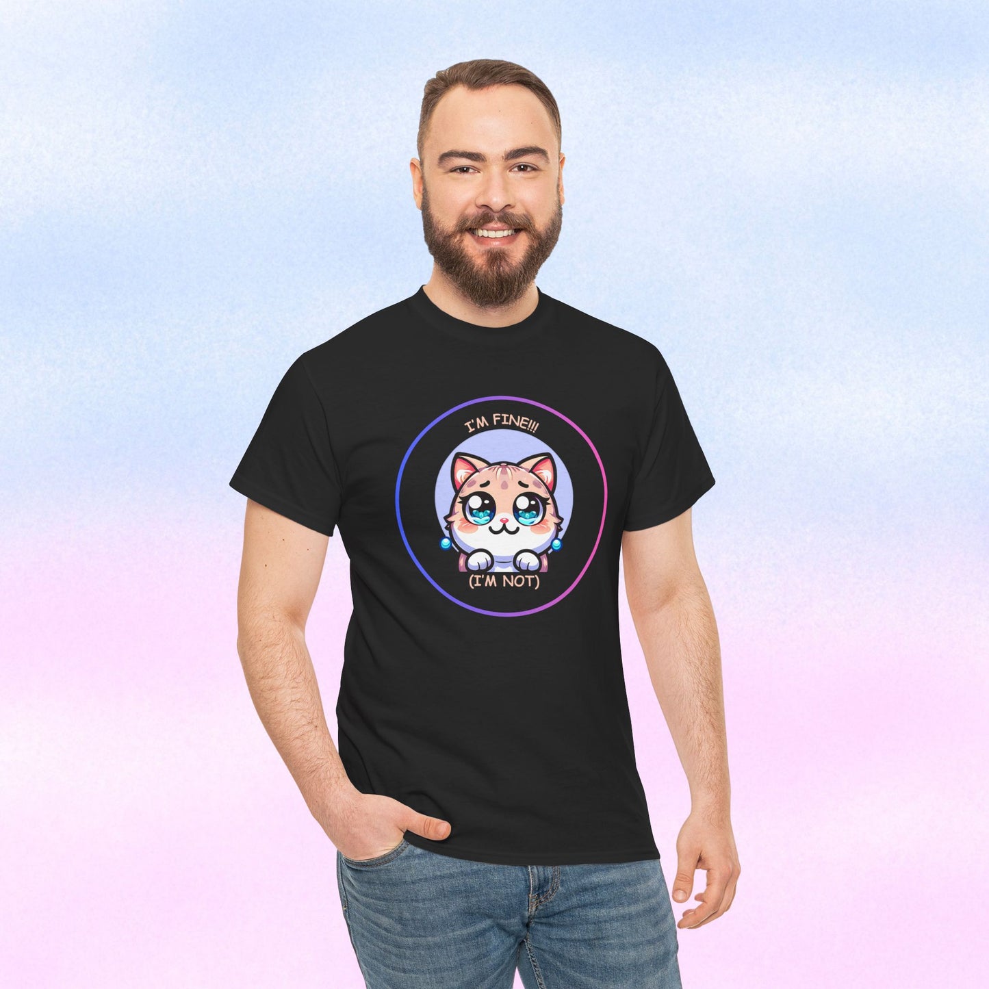 I'm Fine (I'm Not) — Cute Kawaii Cat Meltdown Emote Graphic T-Shirt