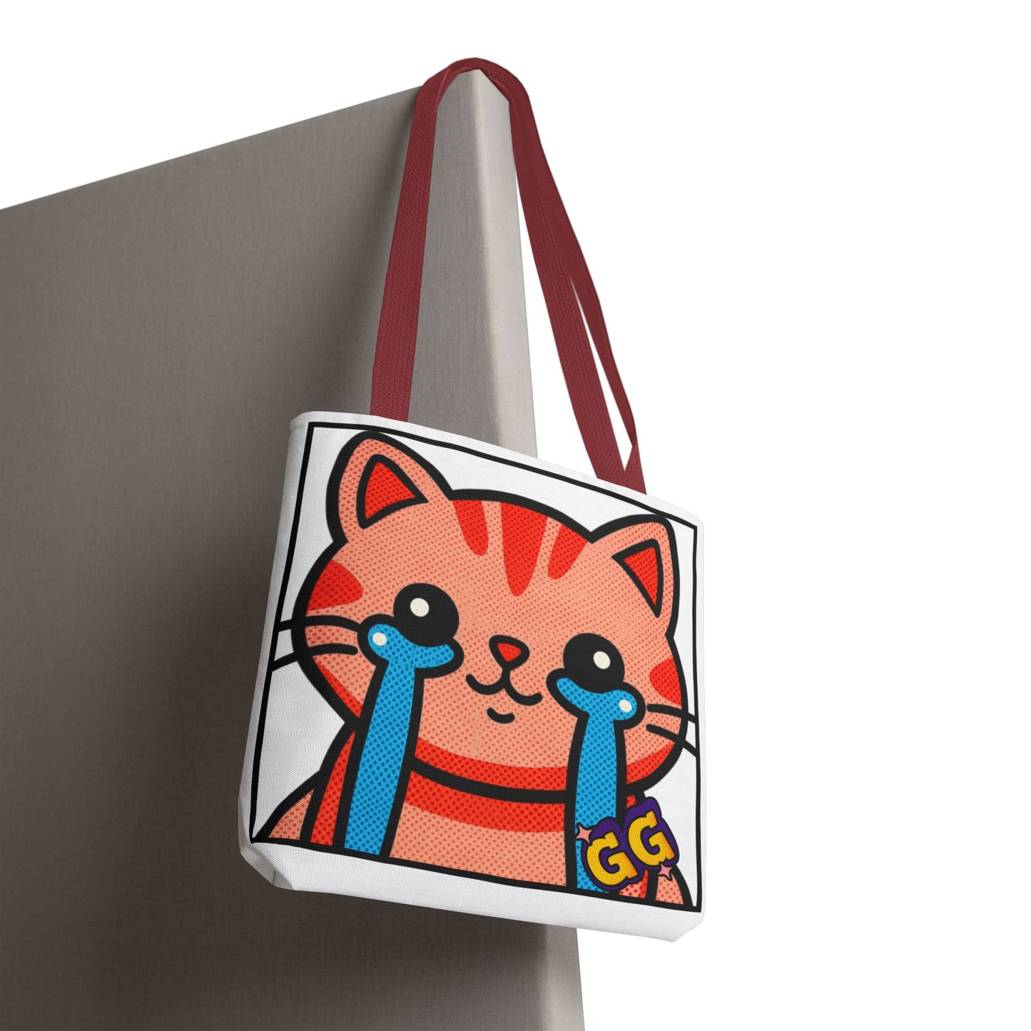 Good Game Tears of Joy - Cute Crying Cat Tote Bag – Kawaii Pop Art Cat Emote GG