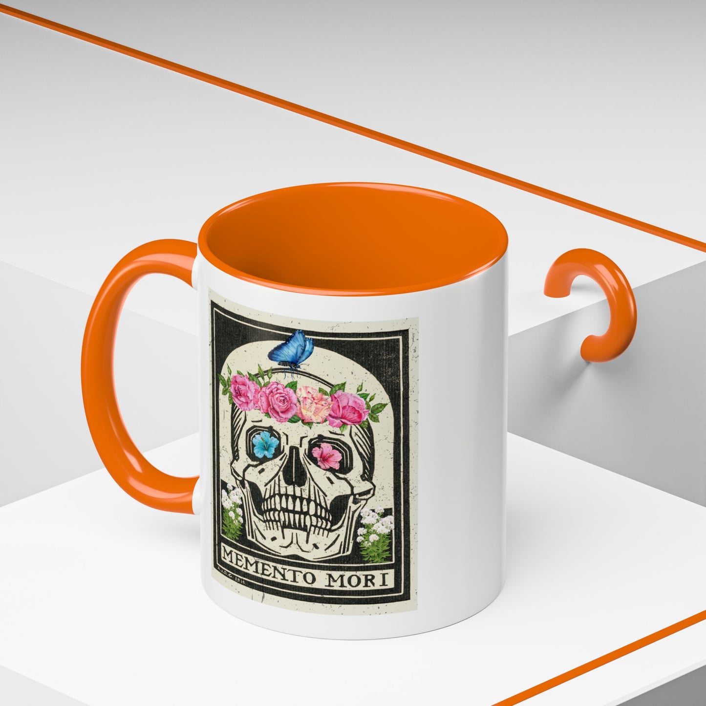 Memento Mori Coffee Mug, Floral Skull Mug, Gothic Gift, Day of the Dead Decor, Vintage Style Drinkware, Unique Kitchenware
