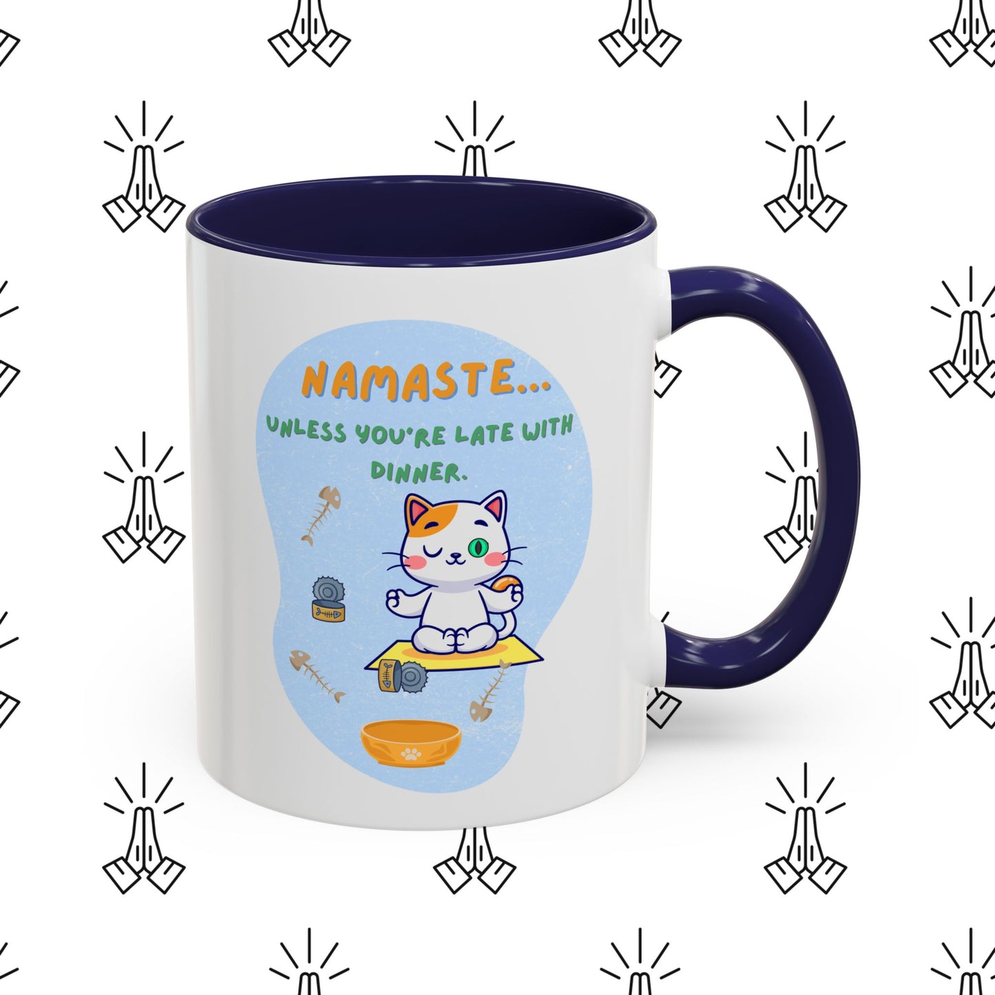 Namaste Cat Accent Coffee Mug | Cute Cat Mug, Coffee Cup Gift, Yoga Lover's Mug, Cat Lover Gift, Stylish Drinkware