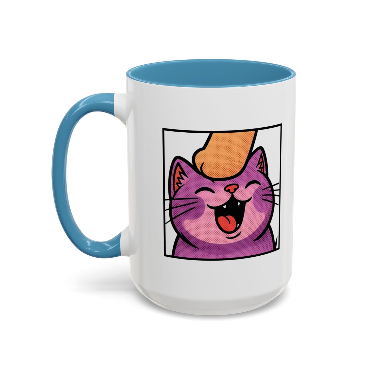 Pet Me, Purrfectly Happy Twitch Emote Cat Accent Coffee Mug – Cute Smiling Cat Illustration (11/15oz)