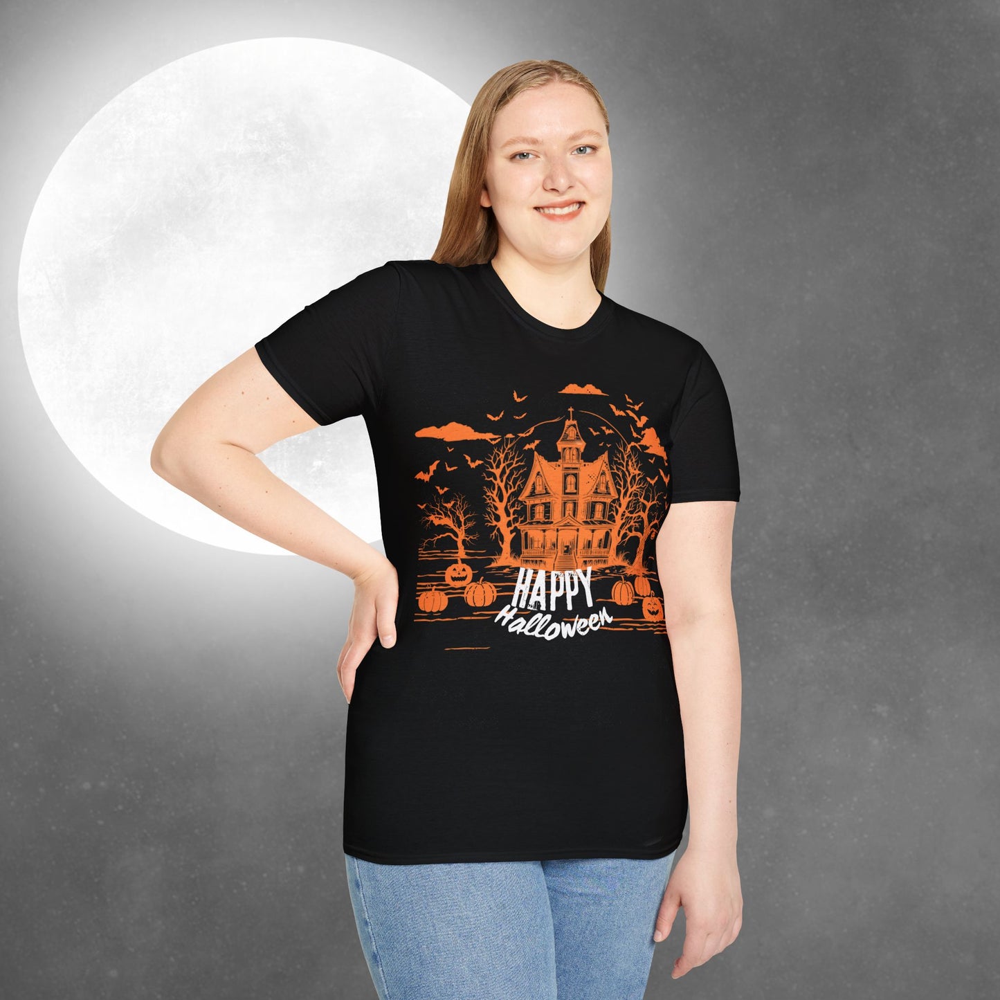 Midnight Mischief at the Haunted Hollow - Happy Halloween T-Shirt - Spooky, Fun, Casual Wear, Perfect for Fall Celebrations, Halloween Parties, Trick or Treating, [...]
