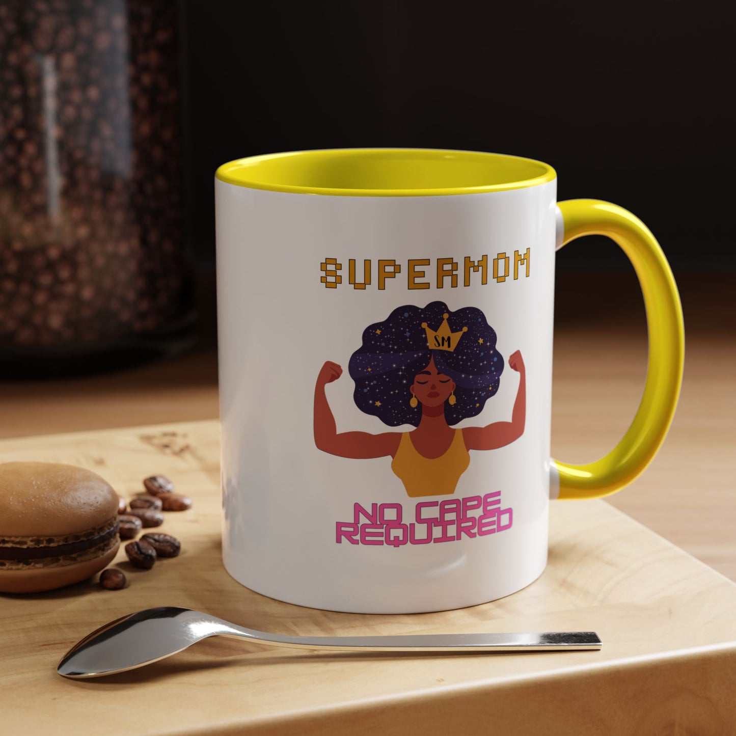 Accent Coffee Mug — "Supermom: No Cape Required" Empowerment Coffee Mug