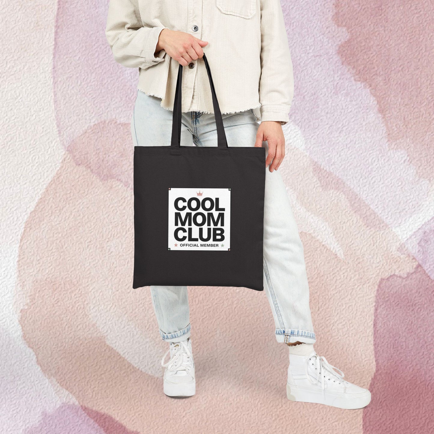 Cool Mom Club tote Cotton Canvas Tote Bag | Minimalist Mom Life Streetwear