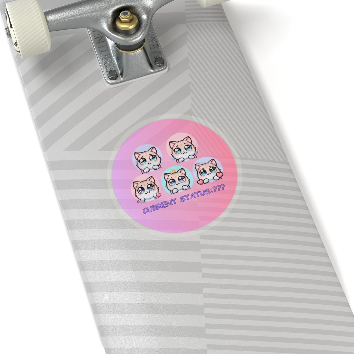 Kawaii Cat Mood Stickers — 'Current Status: ???' Kiss-Cut Sticker