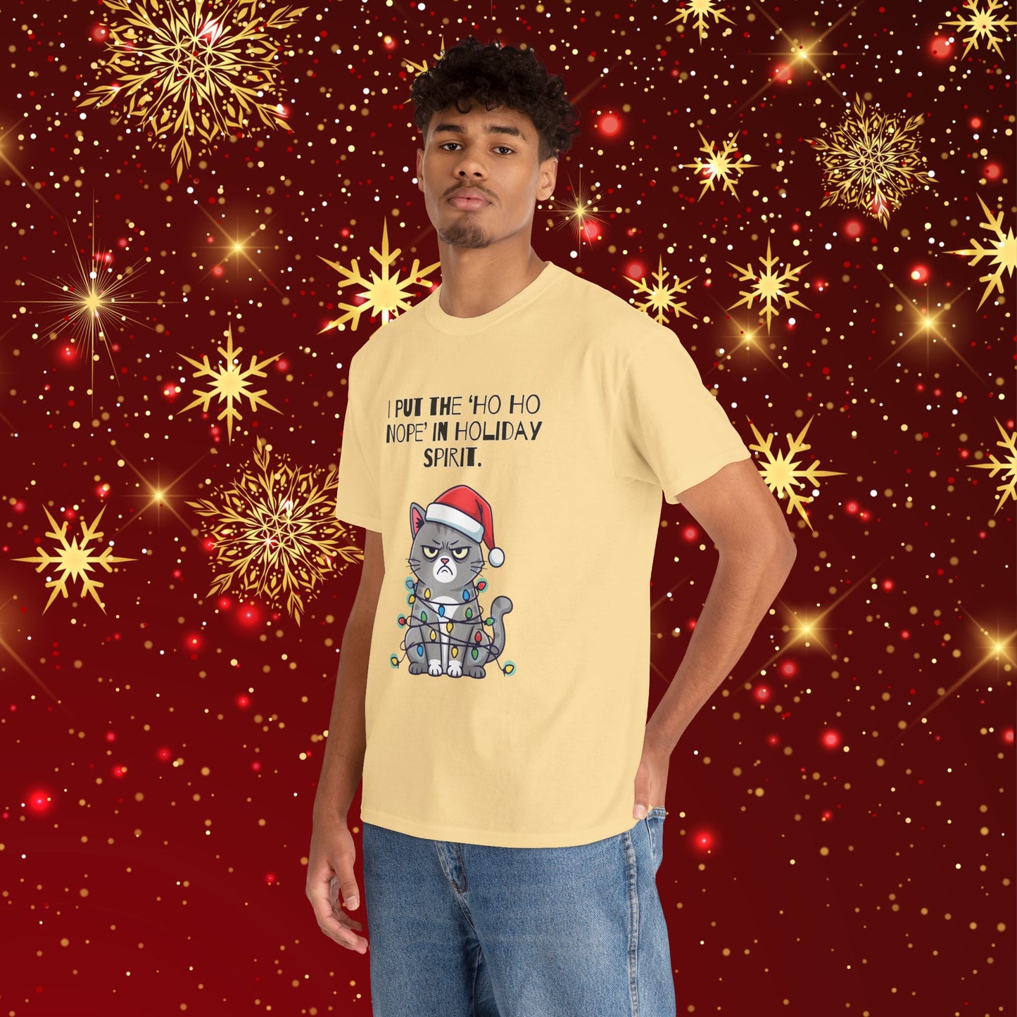 Grumpy Cat Christmas T-Shirt – "I Put the 'Ho Ho Nope' in Holiday Spirit"