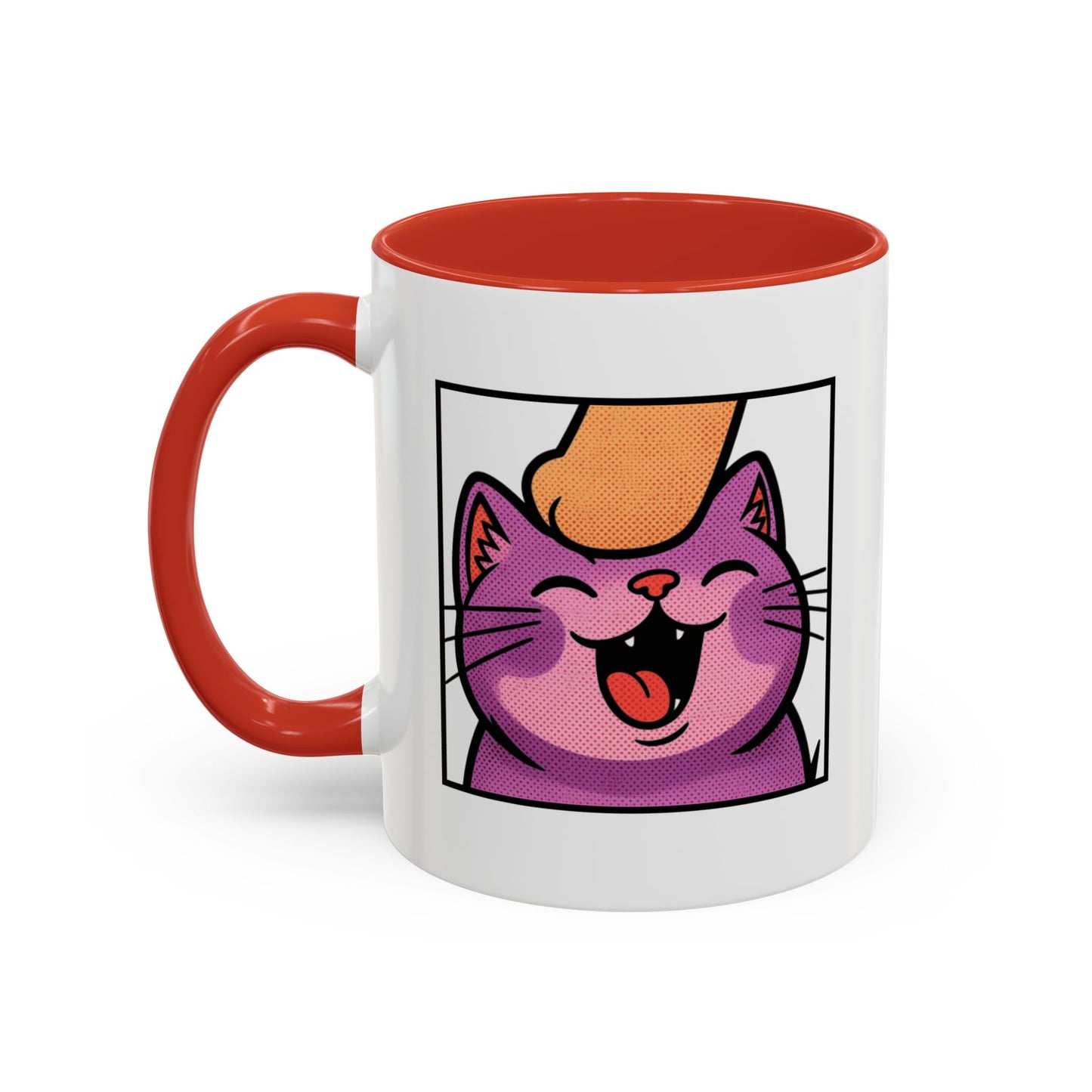 Pet Me, Purrfectly Happy Twitch Emote Cat Accent Coffee Mug – Cute Smiling Cat Illustration (11/15oz)