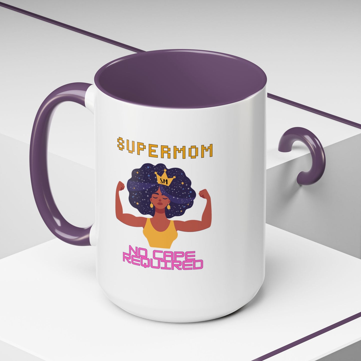 Accent Coffee Mug — "Supermom: No Cape Required" Empowerment Coffee Mug