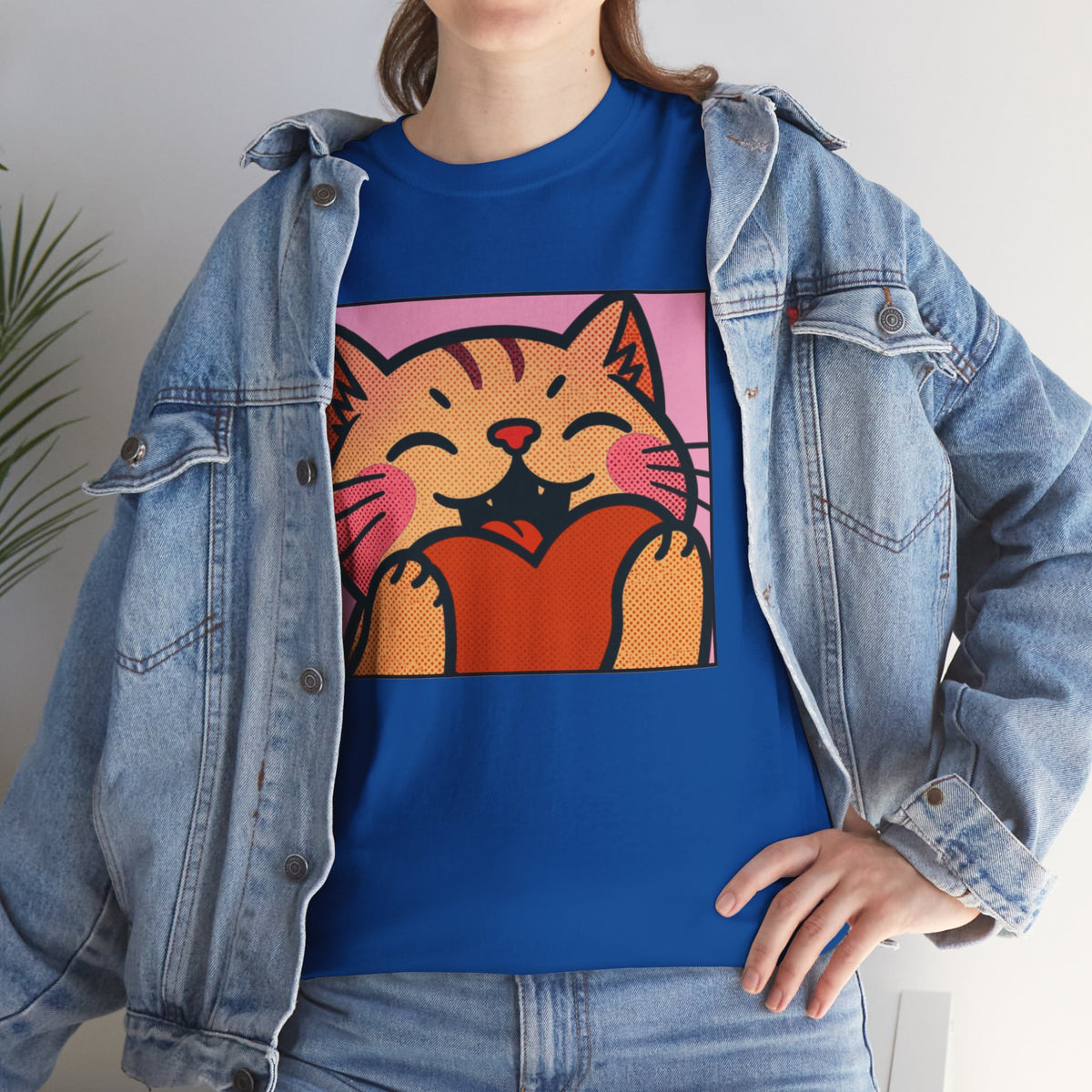 Cute Cat Holding Heart T‑Shirt — Cute Kitty Love Graphic Tee