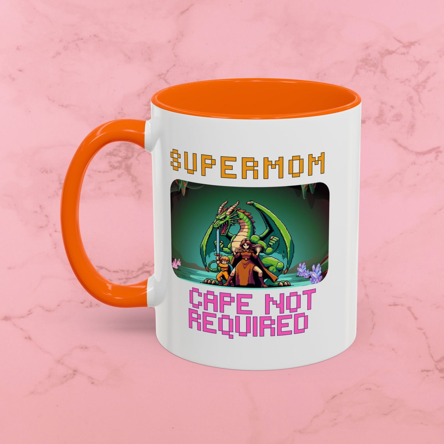 Dungeon Crawling Coffee Mug — "Supermom: Cape Not Required" Accent Mug (11/15oz)