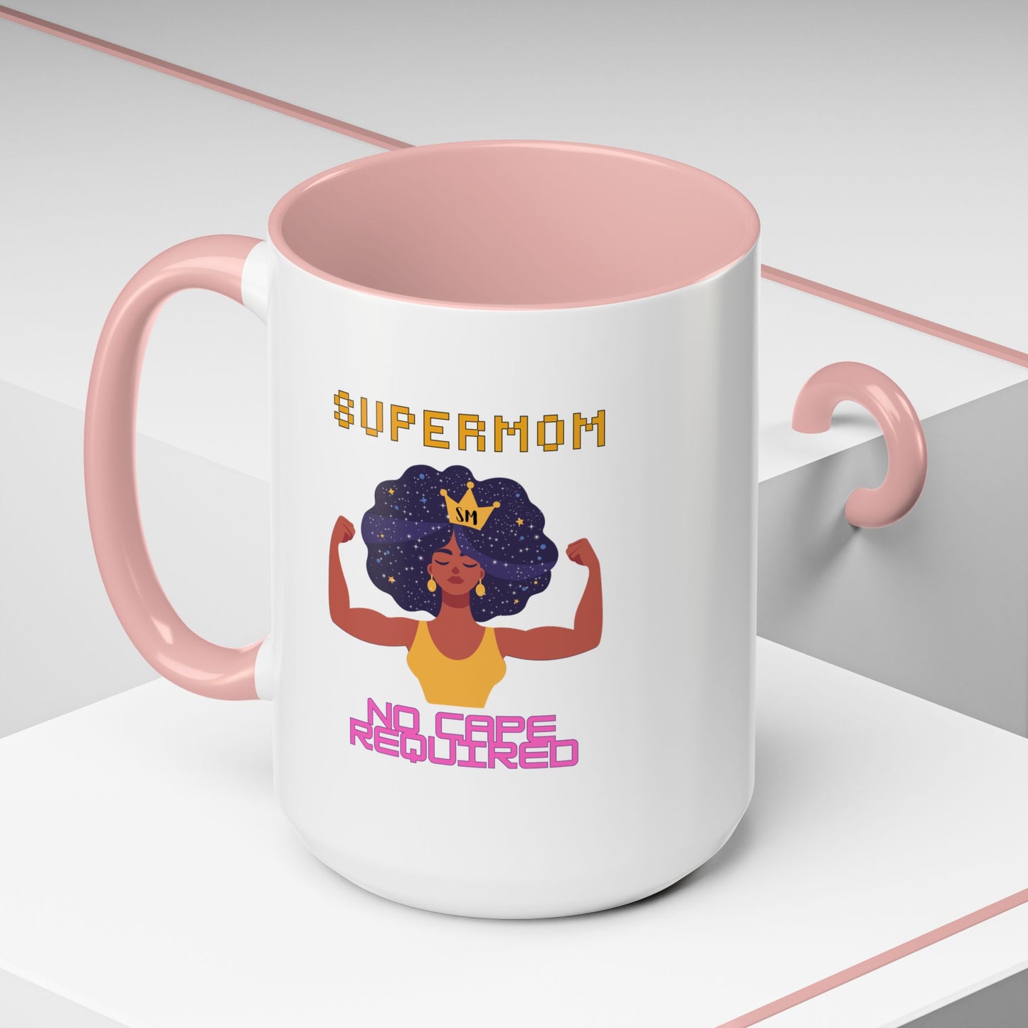 Accent Coffee Mug — "Supermom: No Cape Required" Empowerment Coffee Mug