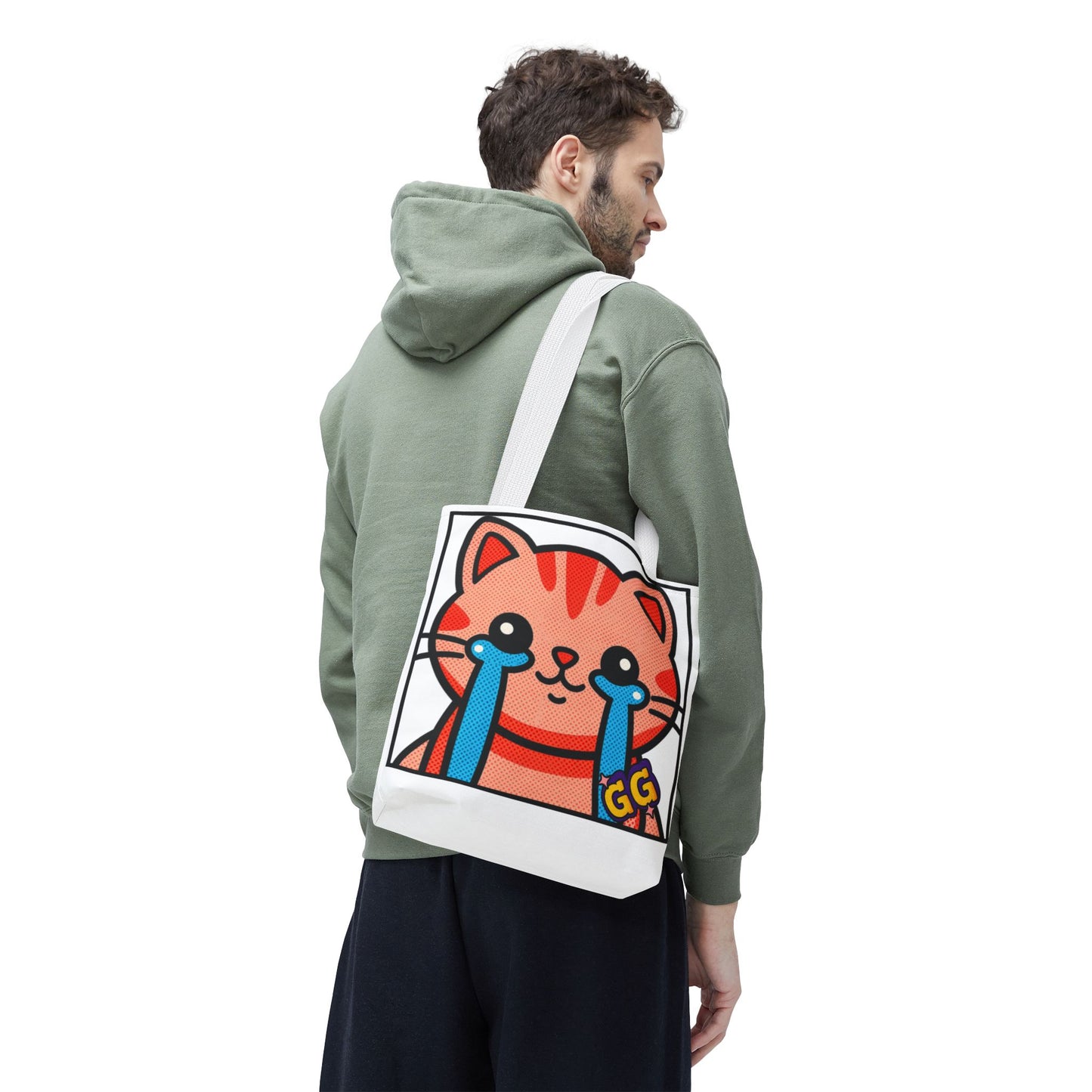 Good Game Tears of Joy - Cute Crying Cat Tote Bag – Kawaii Pop Art Cat Emote GG