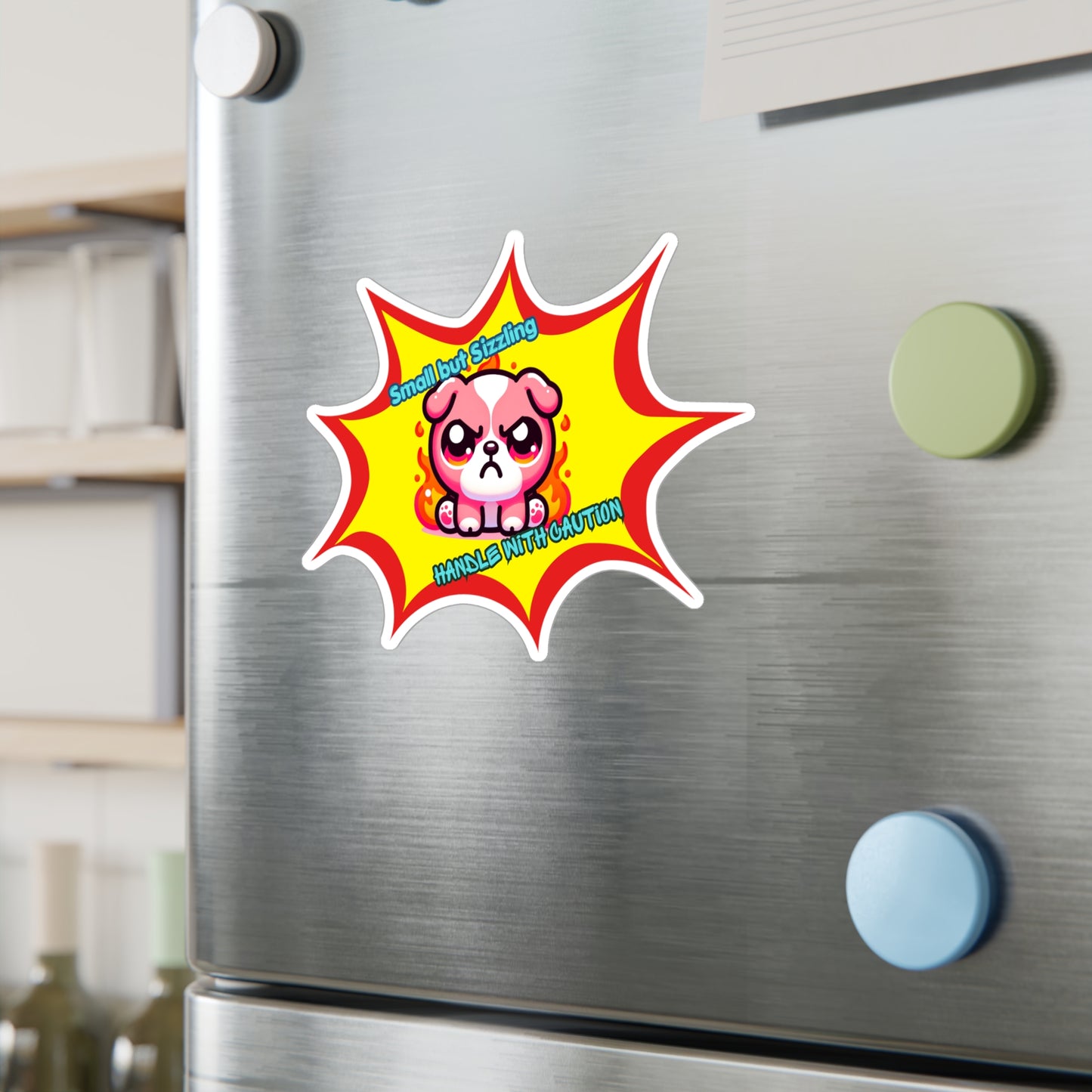 Small but Sizzling Bulldog Vinyl Decal — Fiery Pink Kiss-Cut Sticker