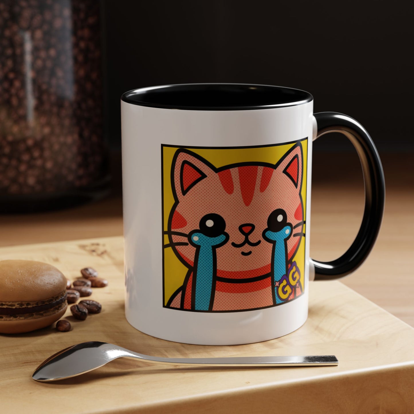 Good Game Tears of Joy - Cute Crying Cat Accent Coffee Mug (11/15oz) – Kawaii Pop Art Cat Emote GG