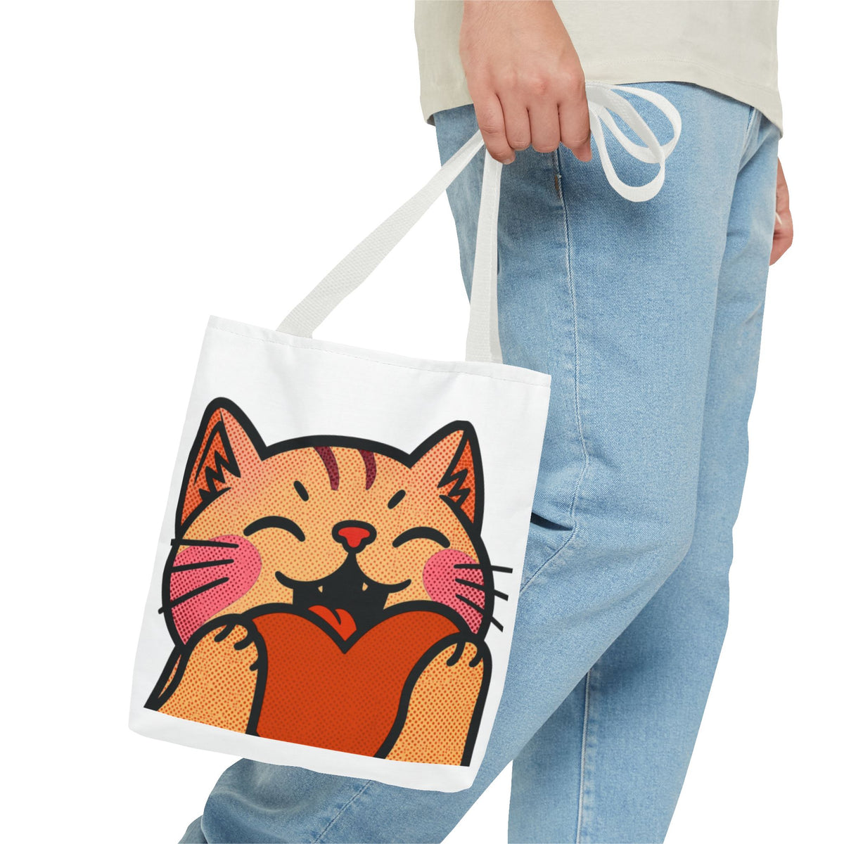 Heart, Hug, Happiness, Love Tote Bag – Happy Cat Twitch Emote